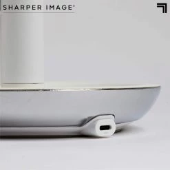 Sharper Image 8 in. x 8 in. Round Table Top Bathroom LED Mirror with Wireless Charger -Makeup Mirrors Sales Store silver sharper image makeup mirrors 1014289 66 1000