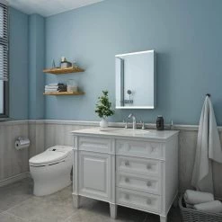 TOOLKISS 20 in. W x 26 in. H x 4 in. D Silver Surface Mount Medicine Cabinet with Mirror and Lighted Motion Sensor -Makeup Mirrors Sales Store silver toolkiss medicine cabinets with mirrors dhjsmc2026sksxldx 31 1000