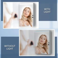 ES-DIY 24 in. W x 30 in. H Large Rectangular Silver Aluminum Surface Mount Medicine Cabinet with Mirror, LED Light(R） -Makeup Mirrors Sales Store sliver medicine cabinets with mirrors thd1mc2430sksxrdx 1f 1000