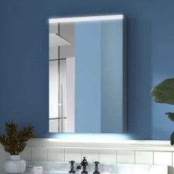 ES-DIY 24 in. W x 30 in. H Large Rectangular Silver Aluminum Surface Mount Medicine Cabinet with Mirror, LED Light(R)