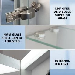 ES-DIY 24 in. W x 30 in. H Large Rectangular Silver Aluminum Surface Mount Medicine Cabinet with Mirror, LED Light(R） -Makeup Mirrors Sales Store sliver medicine cabinets with mirrors thd1mc2430sksxrdx fa 1000