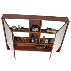 FINE FIXTURES Shawbridge 45.28 in. W x 29.53 in. H Large Rectangular Brown Wooden Surface Mount Medicine Cabinet with Mirror -Makeup Mirrors Sales Store spicy walnut fine fixtures medicine cabinets with mirrors shmc48wa 4f 1000