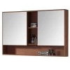 FINE FIXTURES Shawbridge 45.28 in. W x 29.53 in. H Large Rectangular Brown Wooden Surface Mount Medicine Cabinet with Mirror