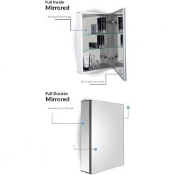 FINE FIXTURES 24 in. x 40 in. Recessed or Surface Wall Mount Medicine Cabinet with Mirror in Stainless Steel -Makeup Mirrors Sales Store stainless steel fine fixtures medicine cabinets with mirrors ama2440 44 1000