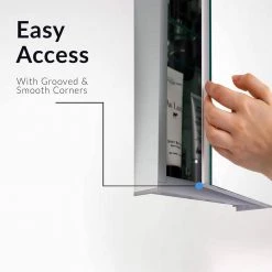 FINE FIXTURES 24 in. x 40 in. Recessed or Surface Wall Mount Medicine Cabinet with Mirror in Stainless Steel -Makeup Mirrors Sales Store stainless steel fine fixtures medicine cabinets with mirrors ama2440 fa 1000