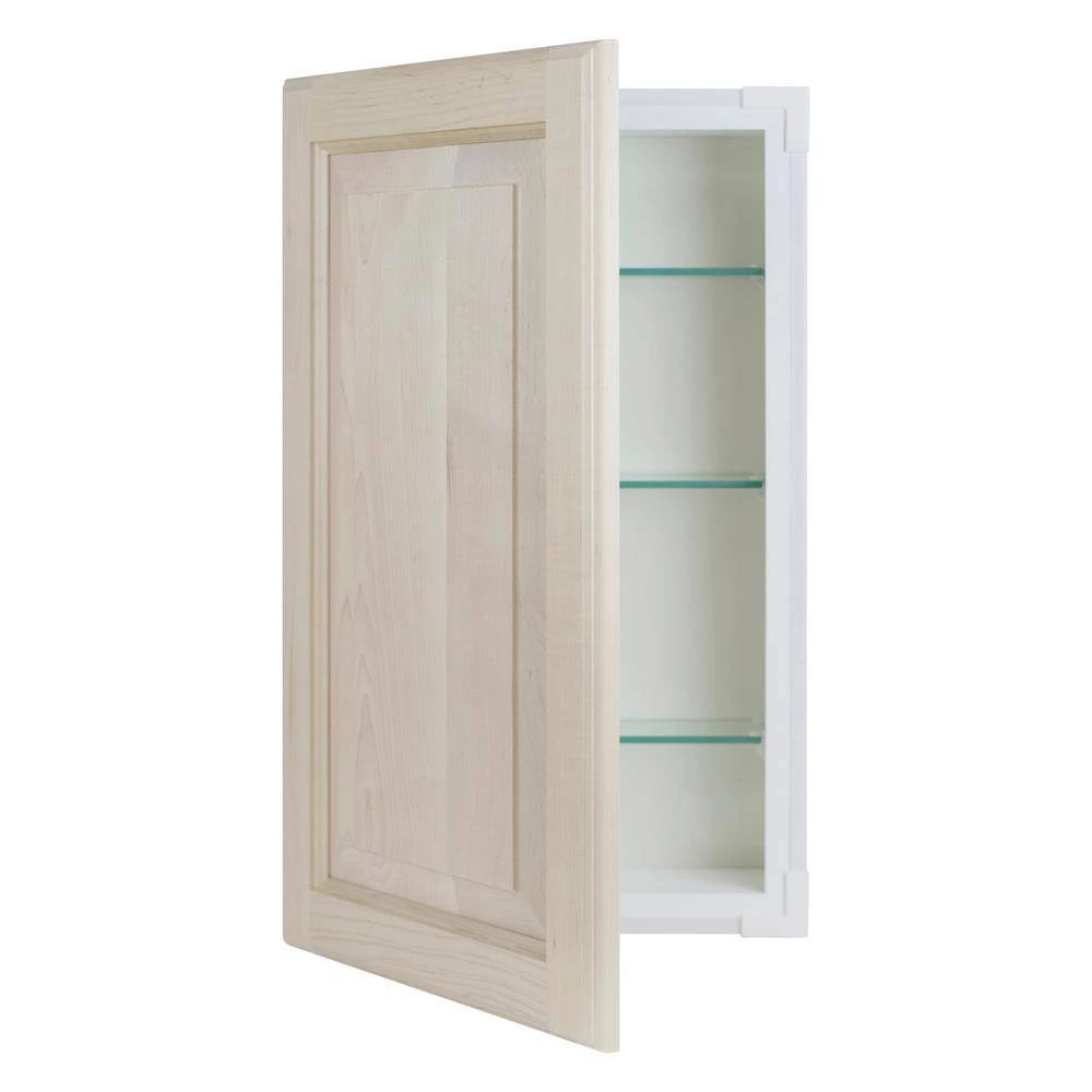 WG Wood Products 15.5 in. W x 29.5 in. H x 3.5 in. D Cutlass Raised Panel Clear Recessed Solid Wood Medicine Cabinet without Mirror 5 WG Wood Products 15.5 in. W x 29.5 in. H x 3.5 in. D Cutlass Raised Panel Clear Recessed Solid Wood Medicine Cabinet without Mirror - Image 3