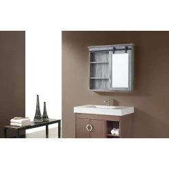 Glacier Bay 31 in. x 29 in. Barn Door Medicine Cabinet -Makeup Mirrors Sales Store washed grey glacier bay medicine cabinets with mirrors sp5675 31 1000