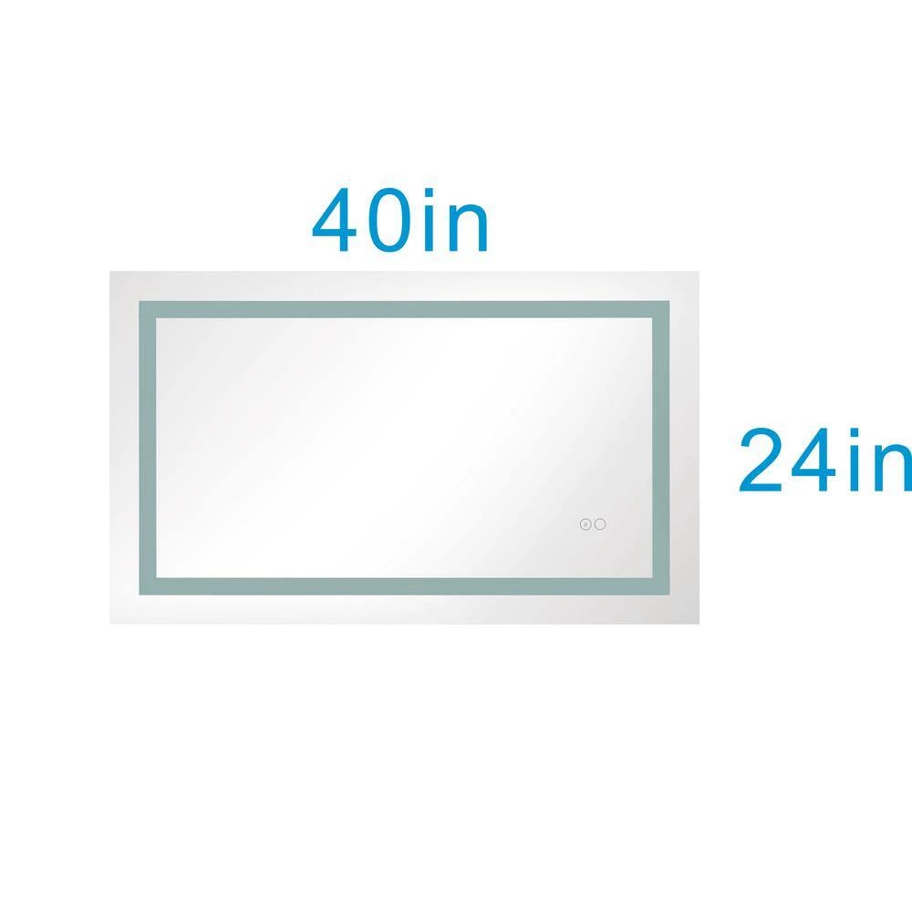 Tatahance 40 in. W x 24 in. H Rectangle Dimmable LED Light Anti-Fog Bathroom Makeup Mirror in Memory Function 9 Tatahance 40 in. W x 24 in. H Rectangle Dimmable LED Light Anti-Fog Bathroom Makeup Mirror in Memory Function - Image 7
