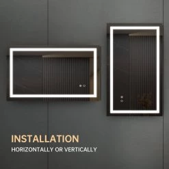 Tatahance 36 in. W x 30 in. H Rectangle LED Light Anti-Fog Bathroom Makeup Mirror in Memory Function -Makeup Mirrors Sales Store white aluminum makeup mirrors sf th 903dh 1f 1000