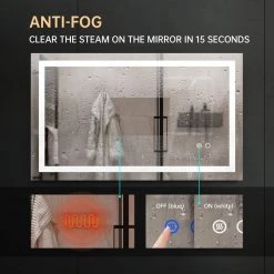 Tatahance 36 in. W x 30 in. H Rectangle LED Light Anti-Fog Bathroom Makeup Mirror in Memory Function -Makeup Mirrors Sales Store white aluminum makeup mirrors sf th 903dh 44 1000