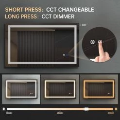 Tatahance 36 in. W x 30 in. H Rectangle LED Light Anti-Fog Bathroom Makeup Mirror in Memory Function -Makeup Mirrors Sales Store white aluminum makeup mirrors sf th 903dh fa 1000