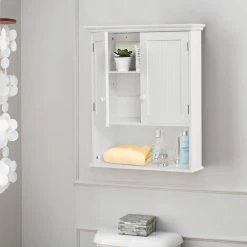 CASAINC 23.6 in. W Wall Mounted Wall-Mounted Bathroom Medicine Cabinet in White -Makeup Mirrors Sales Store white casainc medicine cabinets without mirrors wf hw53984 31 1000