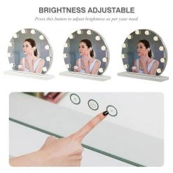 Costway 16 in. x 14.5 in. Lighted Tabletop Makeup Mirror in White -Makeup Mirrors Sales Store white costway makeup mirrors hb85502us 1f 1000