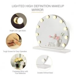 Costway 16 in. x 14.5 in. Lighted Tabletop Makeup Mirror in White -Makeup Mirrors Sales Store white costway makeup mirrors hb85502us 4f 1000