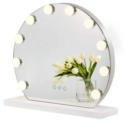 Costway 16 in. x 14.5 in. Lighted Tabletop Makeup Mirror in White