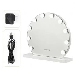 Costway 16 in. x 14.5 in. Lighted Tabletop Makeup Mirror in White -Makeup Mirrors Sales Store white costway makeup mirrors hb85502us fa 1000