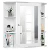 Costway 6.5 in. x 25 in. x 26 in. White Multipurpose Wall Surface Mount Bathroom Storage Medicine Cabinet with Mirror -Makeup Mirrors Sales Store white costway medicine cabinets with mirrors hm0010 64 1000