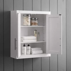CROSLEY FURNITURE Savannah 22 in. x 26 in. x 8 in. Surface-Mount Medicine Cabinet in White -Makeup Mirrors Sales Store white crosley furniture medicine cabinets without mirrors cf7027 wh 76 1000
