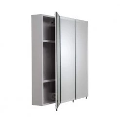 Croydex 30 in. W x 30 in. H x 5 in. D Frameless Tri-View Surface-Mount Medicine Cabinet with Easy Hanging System in White -Makeup Mirrors Sales Store white croydex medicine cabinets with mirrors wc102522yw 44 1000