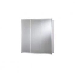 Croydex 30 in. W x 30 in. H x 5 in. D Frameless Tri-View Surface-Mount Medicine Cabinet with Easy Hanging System in White