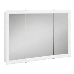 Design House Concord 48 in. W x 30 in. H Surface Mount Tri-View White Gloss Medicine Cabinet with Mirror