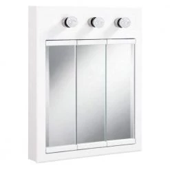 Design House Concord 24 in. W White 3-Light Tri-View Surface-Mount Bathroom Medicine Cabinet Mirror