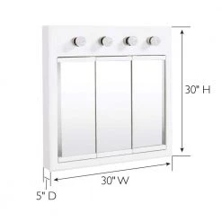 Design House Concord 30 in. x 30 in. Surface-Mount 4-Light Tri-View Medicine Cabinet in White Gloss 16 Design House Concord 30 in. x 30 in. Surface-Mount 4-Light Tri-View Medicine Cabinet in White Gloss -Makeup Mirrors Sales Store white design house medicine cabinets with mirrors 532382 wht 40 1000