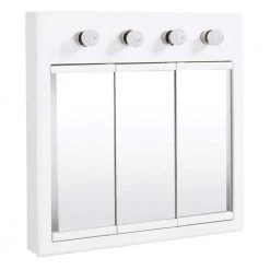 Design House Concord 30 in. x 30 in. Surface-Mount 4-Light Tri-View Medicine Cabinet in White Gloss