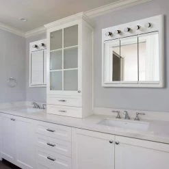 Design House Concord 36 in. W x 30 in. H x 5 in. D Framed 5-Light Tri-View Surface-Mount Bathroom Medicine Cabinet in White Gloss 18 Design House Concord 36 in. W x 30 in. H x 5 in. D Framed 5-Light Tri-View Surface-Mount Bathroom Medicine Cabinet in White Gloss -Makeup Mirrors Sales Store white design house medicine cabinets with mirrors 532390 wht 1d 1000