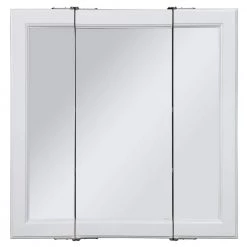 Design House Wyndham 36 in. W x 30 in. H x 4-3/4 in. D Framed Tri-View Surface-Mount Bathroom Medicine Cabinet in White Semi-Gloss -Makeup Mirrors Sales Store white design house medicine cabinets with mirrors 545103 wht a0 1000