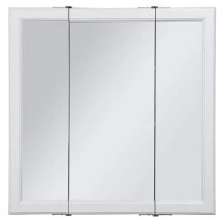 Design House Wyndham 30 in. x 30 in. x 4-3/4 in. Surface-Mount Bathroom Medicine Cabinet with Tri-View Mirror in White Semi-Gloss -Makeup Mirrors Sales Store white design house medicine cabinets with mirrors 545293 wht a0 1000