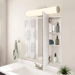 Design House Cyprus 36.3 in. x 30.1 in. Assembled Frameless Tri-View Recessed/Surface Mount Bathroom Medicine Cabinet with Mirrors -Makeup Mirrors Sales Store white design house medicine cabinets with mirrors 597500 31 1000