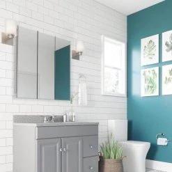 Design House Cyprus 36.3 in. x 30.1 in. Assembled Frameless Tri-View Recessed/Surface Mount Bathroom Medicine Cabinet with Mirrors -Makeup Mirrors Sales Store white design house medicine cabinets with mirrors 597500 a0 1000