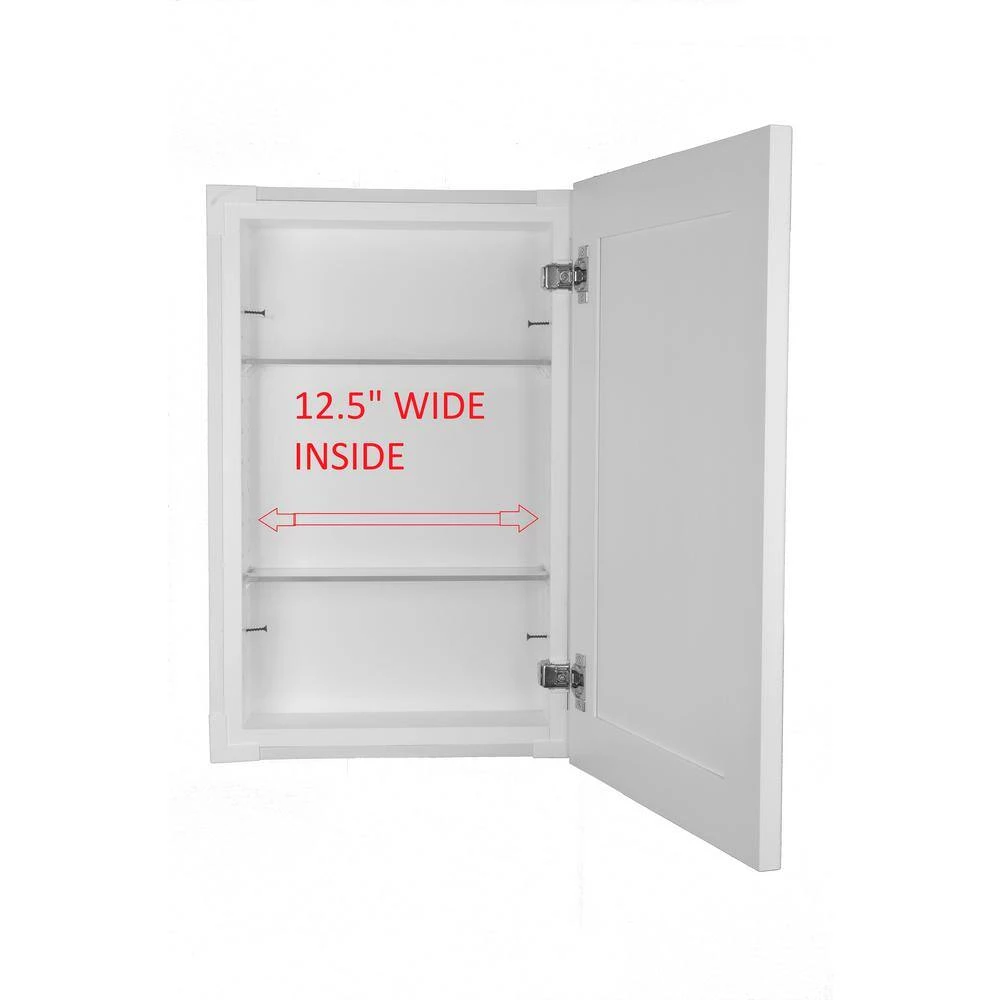 WG Wood Products 5.5 in. W x 19.5 in. H x 3.5 in. D Canyon Lake Beadboard Door White Recessed Solid Wood Medicine Cabinet without Mirror 5 WG Wood Products 5.5 in. W x 19.5 in. H x 3.5 in. D Canyon Lake Beadboard Door White Recessed Solid Wood Medicine Cabinet without Mirror - Image 3