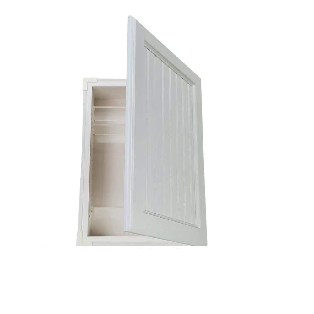 WG Wood Products 5.5 in. W x 19.5 in. H x 3.5 in. D Canyon Lake Beadboard Door White Recessed Solid Wood Medicine Cabinet without Mirror 3 WG Wood Products 5.5 in. W x 19.5 in. H x 3.5 in. D Canyon Lake Beadboard Door White Recessed Solid Wood Medicine Cabinet without Mirror
