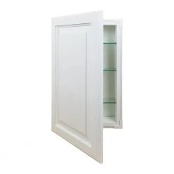 WG Wood Products 15.5 in. W x 29.5 in. H x 3.5 in. D Cutlass Raised Panel White Recessed Solid Wood Medicine Cabinet without Mirror -Makeup Mirrors Sales Store white enamel wg wood products medicine cabinets without mirrors cut 228 white c3 1000