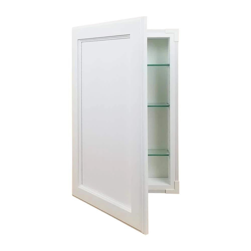 WG Wood Products 15.5 in. W x 23.5 in. H 3.5 in. D Dogwood Inset Panel White Enamel Recessed Medicine Cabinet without Mirror 6 WG Wood Products 15.5 in. W x 23.5 in. H 3.5 in. D Dogwood Inset Panel White Enamel Recessed Medicine Cabinet without Mirror - Image 4