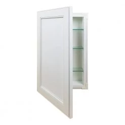WG Wood Products 15.5 in. W x 19.5 in. H x 3.5 in. D Linwood Bead Panel White Recessed Wood Medicine Cabinet without Mirror -Makeup Mirrors Sales Store white enamel wg wood products medicine cabinets without mirrors lin 218 white c3 1000