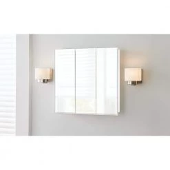 Glacier Bay 30-3/8 in. W x 30-3/16 in. H Frameless Surface-Mount Tri-View Bathroom Medicine Cabinet -Makeup Mirrors Sales Store white glacier bay medicine cabinets with mirrors 45402 31 1000