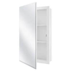 Glacier Bay 16 in. W x 26 in. H White Frameless Recessed/Surface Mount Bathroom Medicine Cabinet with Mirror -Makeup Mirrors Sales Store white glacier bay medicine cabinets with mirrors 45406 4f 1000