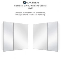 Glacier Bay 30 in. x 26 in. Frameless Recessed or Surface-Mount Bi-View Medicine Cabinet with Mirror 16 Glacier Bay 30 in. x 26 in. Frameless Recessed or Surface-Mount Bi-View Medicine Cabinet with Mirror -Makeup Mirrors Sales Store white glacier bay medicine cabinets with mirrors 83010 44 1000