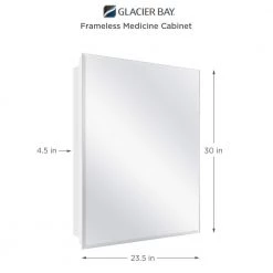 Glacier Bay 23-5/8 in. x 30 in. Recessed or Surface Mount Beveled Frameless Medicine Cabinet with Mirror 14 Glacier Bay 23-5/8 in. x 30 in. Recessed or Surface Mount Beveled Frameless Medicine Cabinet with Mirror -Makeup Mirrors Sales Store white glacier bay medicine cabinets with mirrors 83013 4f 1000