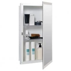Glacier Bay 16 in. W x 25-7/8 in. H x 4-1/2 in. D Recessed or Surface Mount Frameless Beveled Bathroom Medicine Cabinet -Makeup Mirrors Sales Store white glacier bay medicine cabinets with mirrors m119gb 44 1000