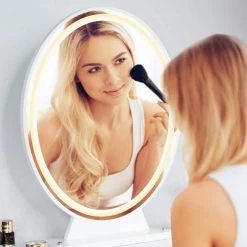 Gymax Hollywood Vanity Lighted Makeup Mirror Remote Control 4 Color Dimming White -Makeup Mirrors Sales Store white gymax makeup mirrors gym06441 31 1000