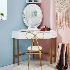 Gymax Hollywood Vanity Lighted Makeup Mirror Remote Control 4 Color Dimming White -Makeup Mirrors Sales Store white gymax makeup mirrors gym06441 76 1000