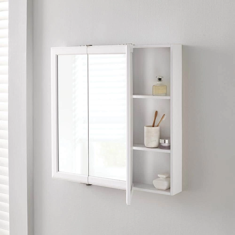 Home Decorators Collection 30 in. W x 29 in. H Fog Free White Framed Surface Mount Tri-View Bathroom Medicine Cabinet with Mirror 9 Home Decorators Collection 30 in. W x 29 in. H Fog Free White Framed Surface Mount Tri-View Bathroom Medicine Cabinet with Mirror - Image 7