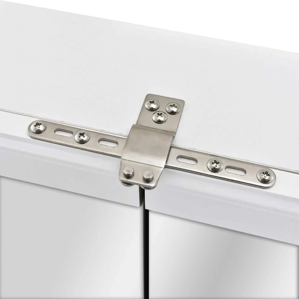 Home Decorators Collection 30 in. W x 29 in. H Fog Free White Framed Surface Mount Tri-View Bathroom Medicine Cabinet with Mirror 6 Home Decorators Collection 30 in. W x 29 in. H Fog Free White Framed Surface Mount Tri-View Bathroom Medicine Cabinet with Mirror - Image 4