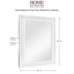 Home Decorators Collection 24 in. x 30 in. Fog Free Recessed or Surface Mount Herringbone Medicine Cabinet with Mirror -Makeup Mirrors Sales Store white home decorators collection medicine cabinets with mirrors 83011 4f 1000