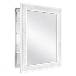 Home Decorators Collection 24 in. x 30 in. Fog Free Recessed or Surface Mount Herringbone Medicine Cabinet with Mirror -Makeup Mirrors Sales Store white home decorators collection medicine cabinets with mirrors 83011 c3 1000