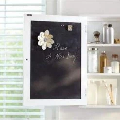 Home Decorators Collection Austell 22 in. W x 26 in. H x 6-1/2 in. D Framed Surface-Mount Bathroom Medicine Cabinet with Magnet Board in White -Makeup Mirrors Sales Store white home decorators collection medicine cabinets with mirrors bf 25202 wh 31 1000